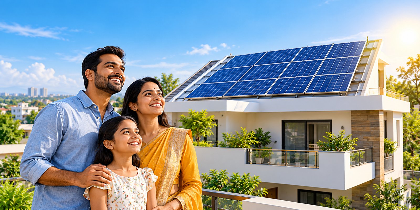 Residential rooftop solar panels under PM Surya Ghar Yojana